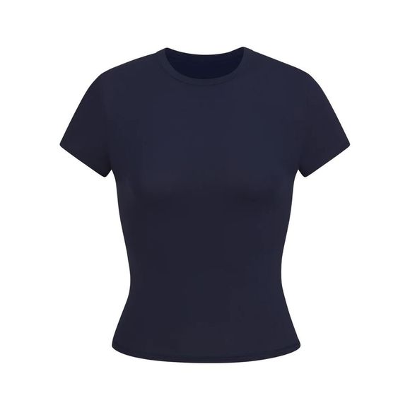 Skims Fits Everybody T-Shirt and Cotton Rib Boxer in Navy - Picture 1 of 6